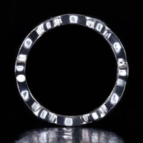 1.3ctw SAPPHIRE DIAMOND WEDDING BAND ETERNITY VINTAGE STYLE STACKING RING 14K