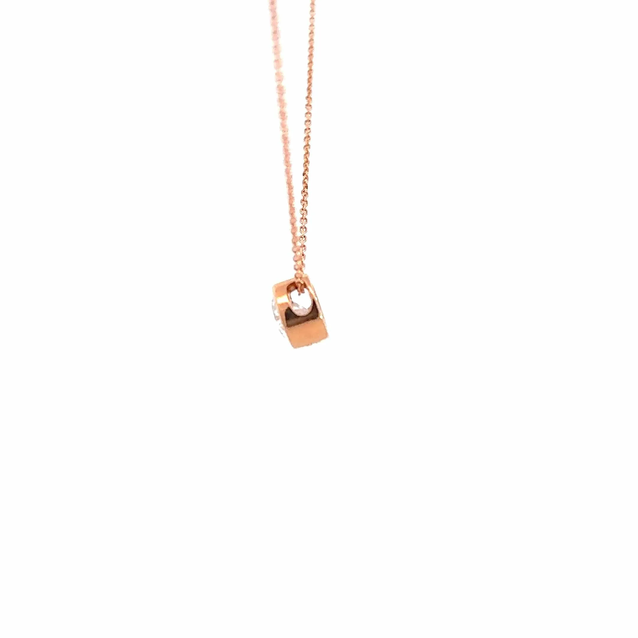 14K Rose Gold Round Moissanite Pendant Necklace