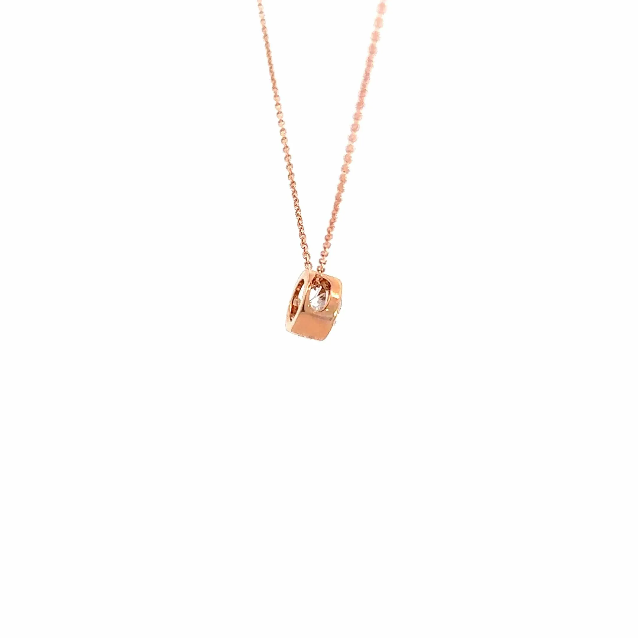 14K Rose Gold Round Moissanite Pendant Necklace