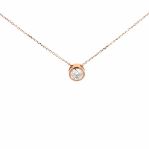 14K Rose Gold Round Moissanite Pendant Necklace