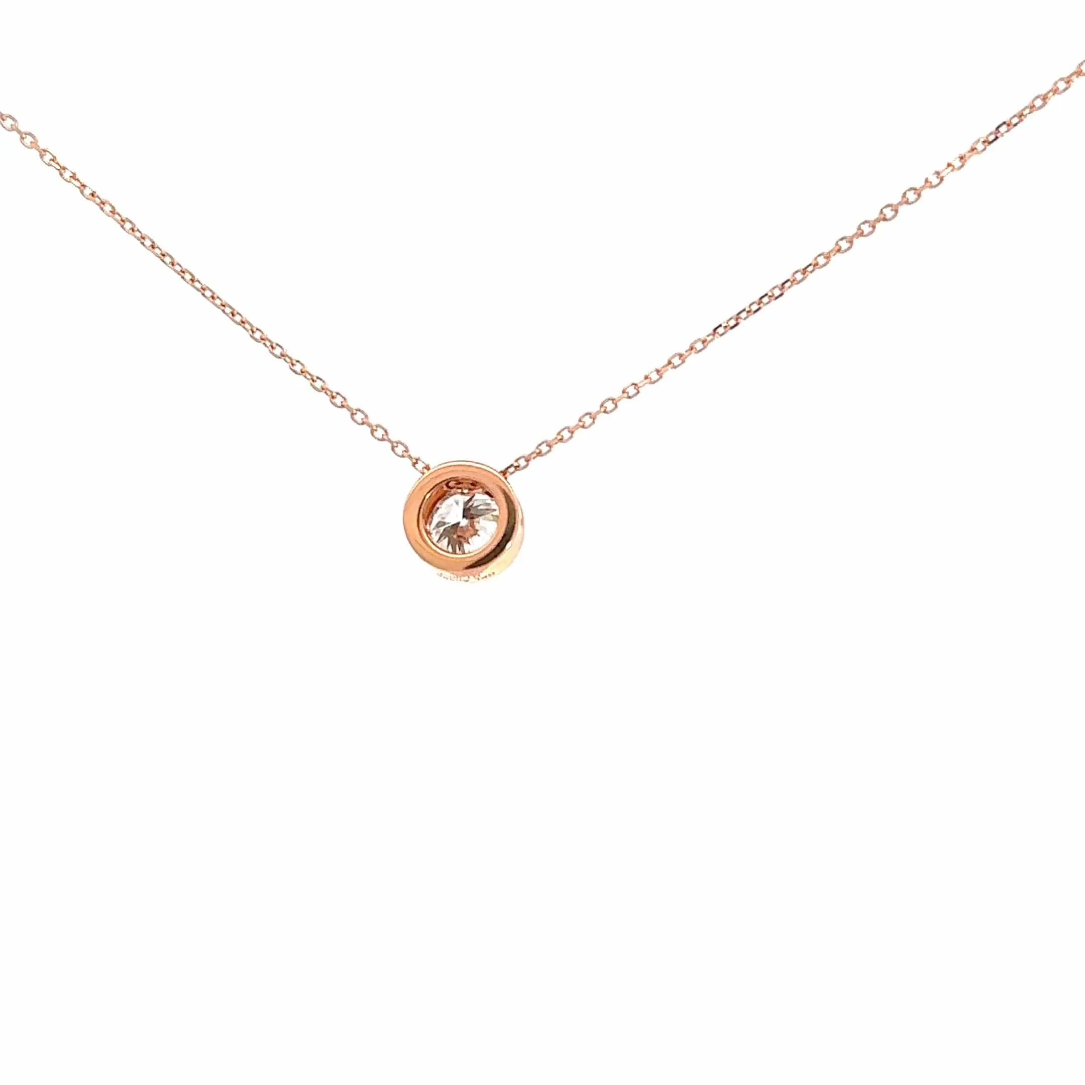 14K Rose Gold Round Moissanite Pendant Necklace