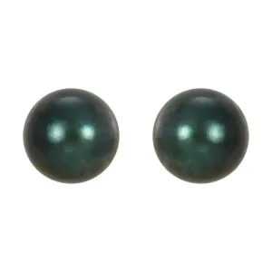 14K White  5 mm Cultured Black Akoya Pearl Earrings