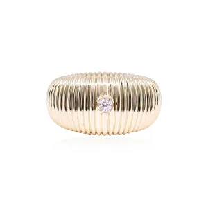 14K YELLOW GOLD TEXTURED DIAMOND COCKTAIL RING