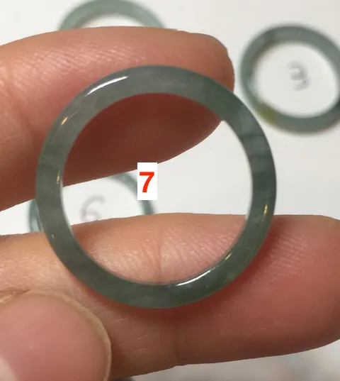 17.7mm 7 1/2 100% natural type A icy watery green/blue icy watery Guatemala jadeite jade band ring group  BP77