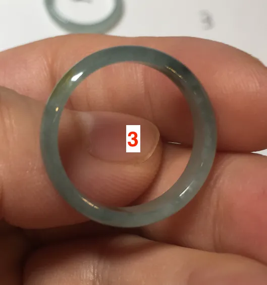 17.7mm 7 1/2 100% natural type A icy watery green/blue icy watery Guatemala jadeite jade band ring group  BP77