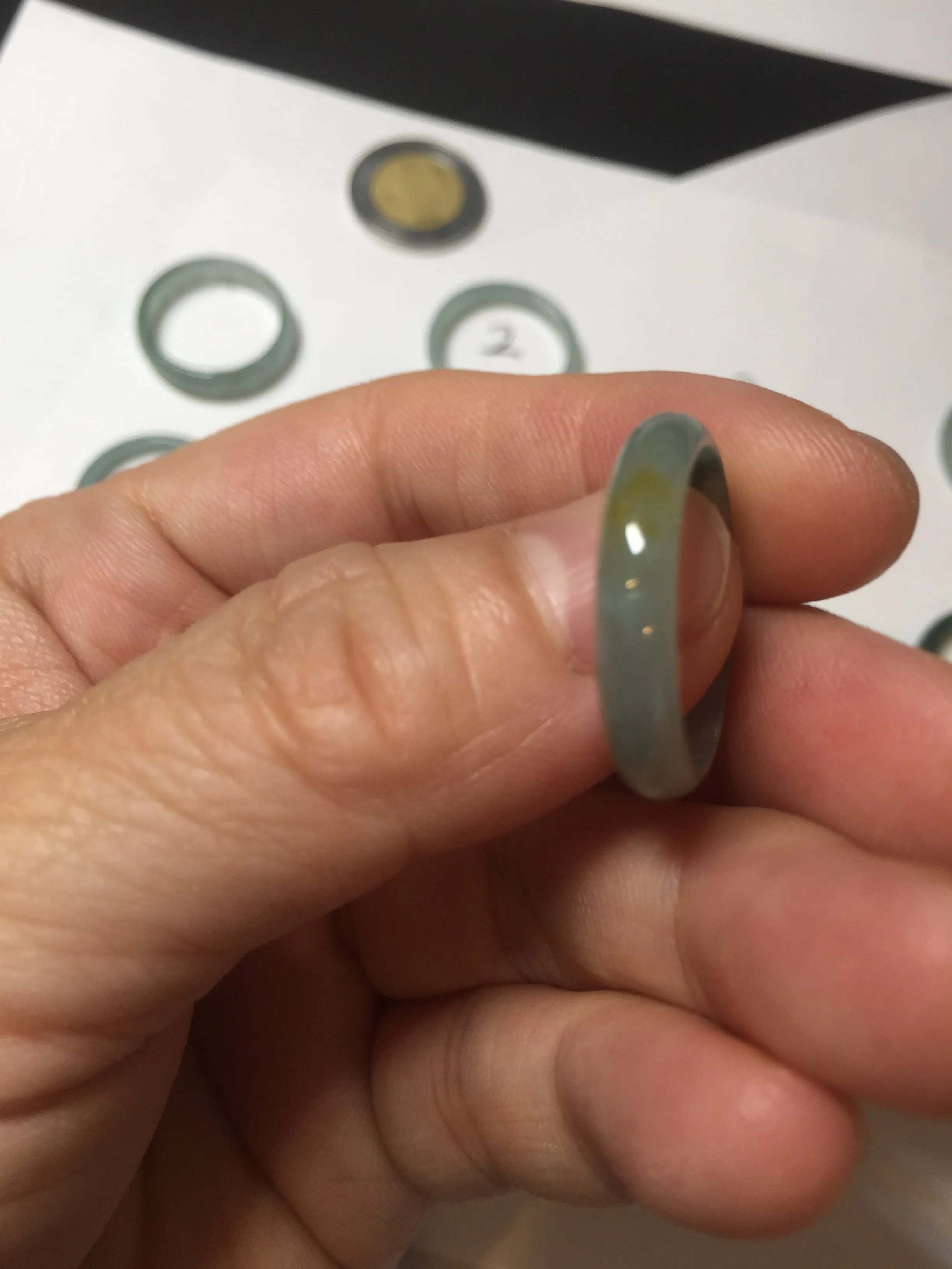 17.7mm 7 1/2 100% natural type A icy watery green/blue icy watery Guatemala jadeite jade band ring group  BP77