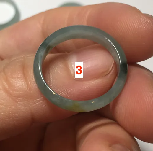 17.7mm 7 1/2 100% natural type A icy watery green/blue icy watery Guatemala jadeite jade band ring group  BP77