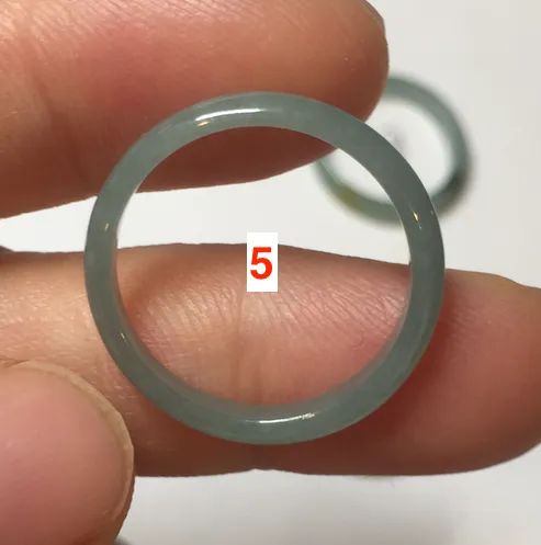 17.7mm 7 1/2 100% natural type A icy watery green/blue icy watery Guatemala jadeite jade band ring group  BP77