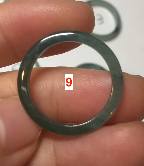 17.7mm 7 1/2 100% natural type A icy watery green/blue icy watery Guatemala jadeite jade band ring group  BP77