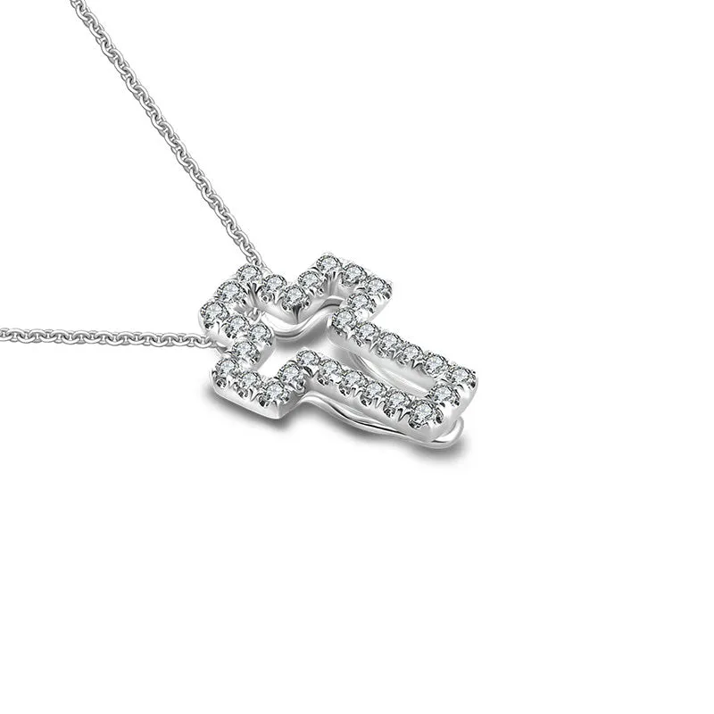 18k Gold 2 ways Cross Diamond Necklace