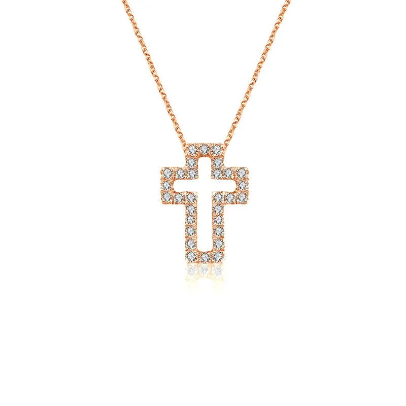 18k Gold 2 ways Cross Diamond Necklace