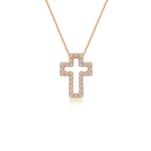 18k Gold 2 ways Cross Diamond Necklace