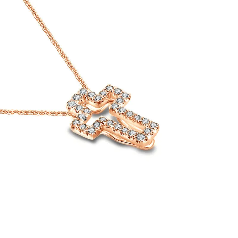 18k Gold 2 ways Cross Diamond Necklace
