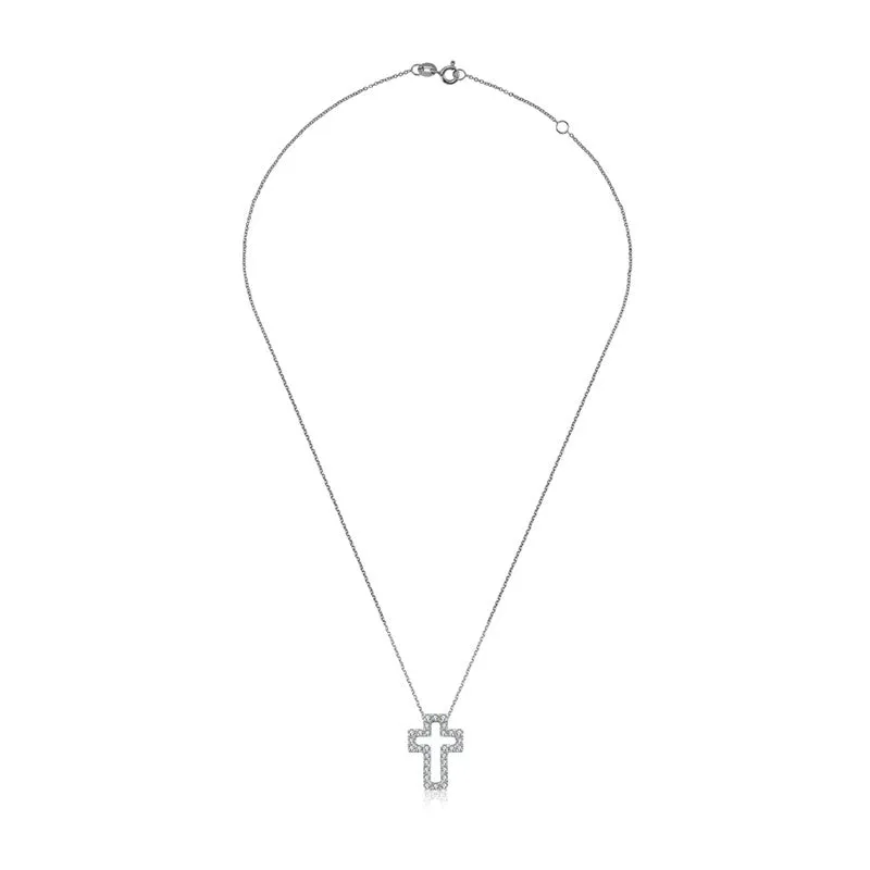18k Gold 2 ways Cross Diamond Necklace
