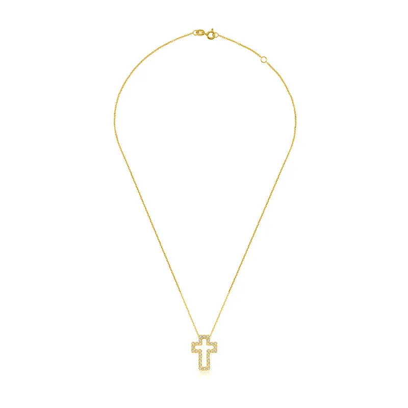 18k Gold 2 ways Cross Diamond Necklace