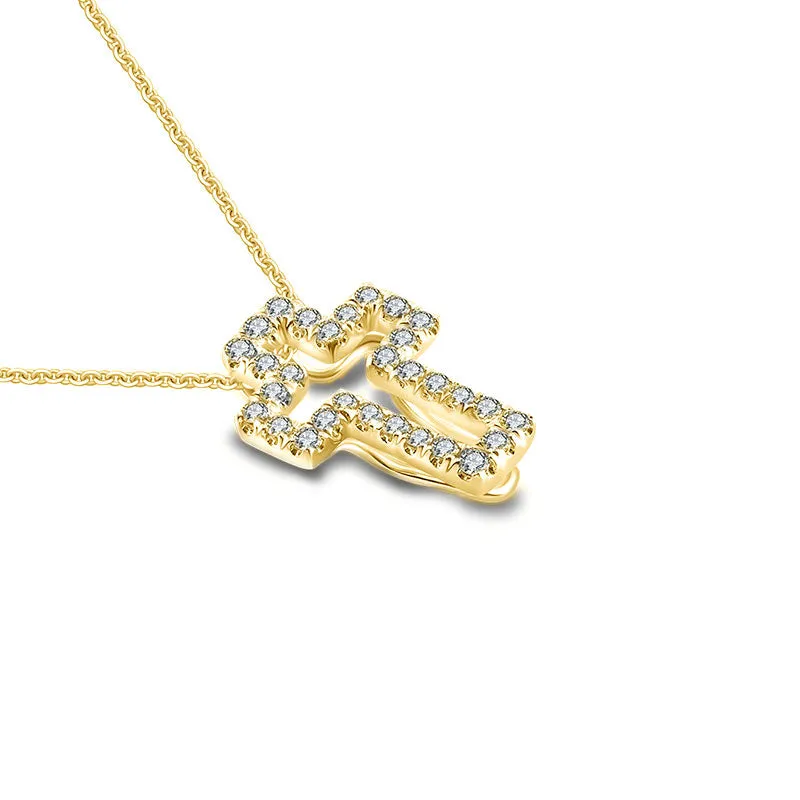 18k Gold 2 ways Cross Diamond Necklace
