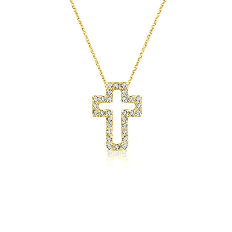 18k Gold 2 ways Cross Diamond Necklace