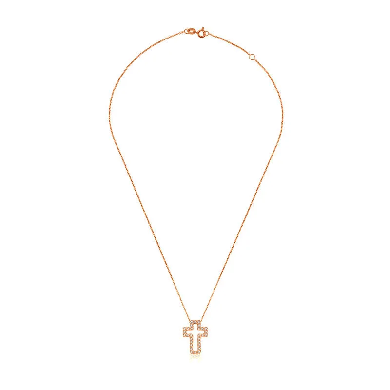 18k Gold 2 ways Cross Diamond Necklace
