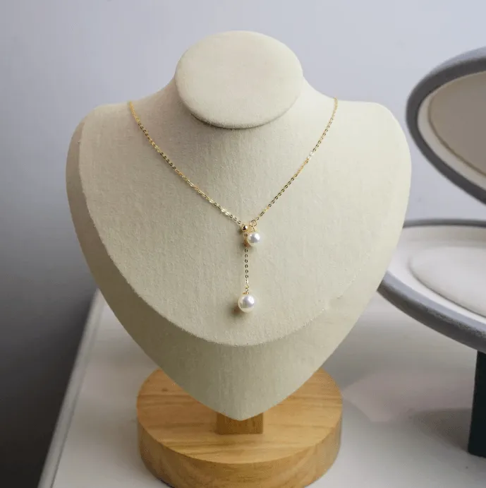 18K Gold Y-shaped Sister Akoya Pearls Necklace