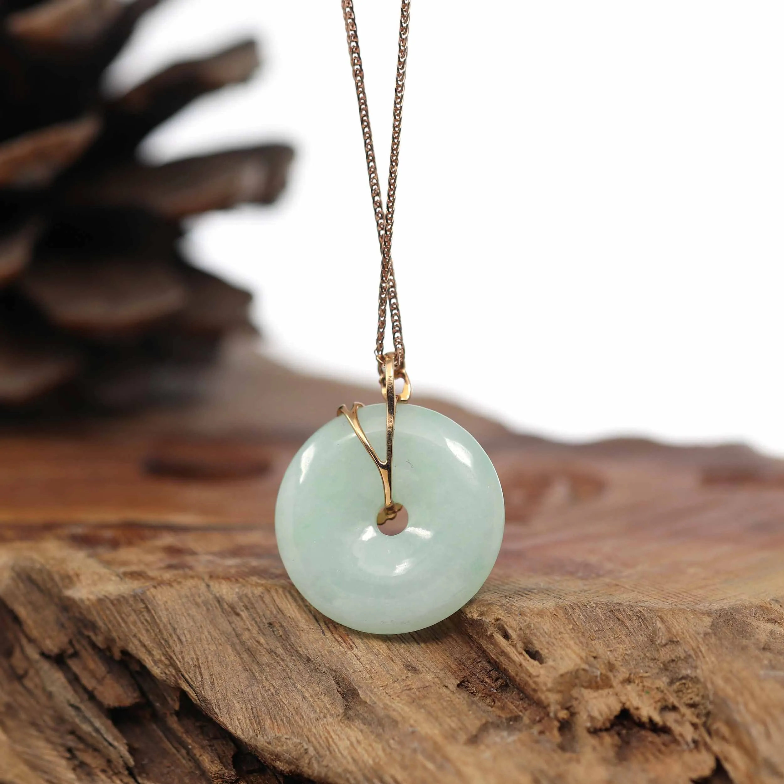 18k Rose Gold Genuine Burmese Jadeite Constellation (Scorpio) Necklace Pendant with Ruby AA