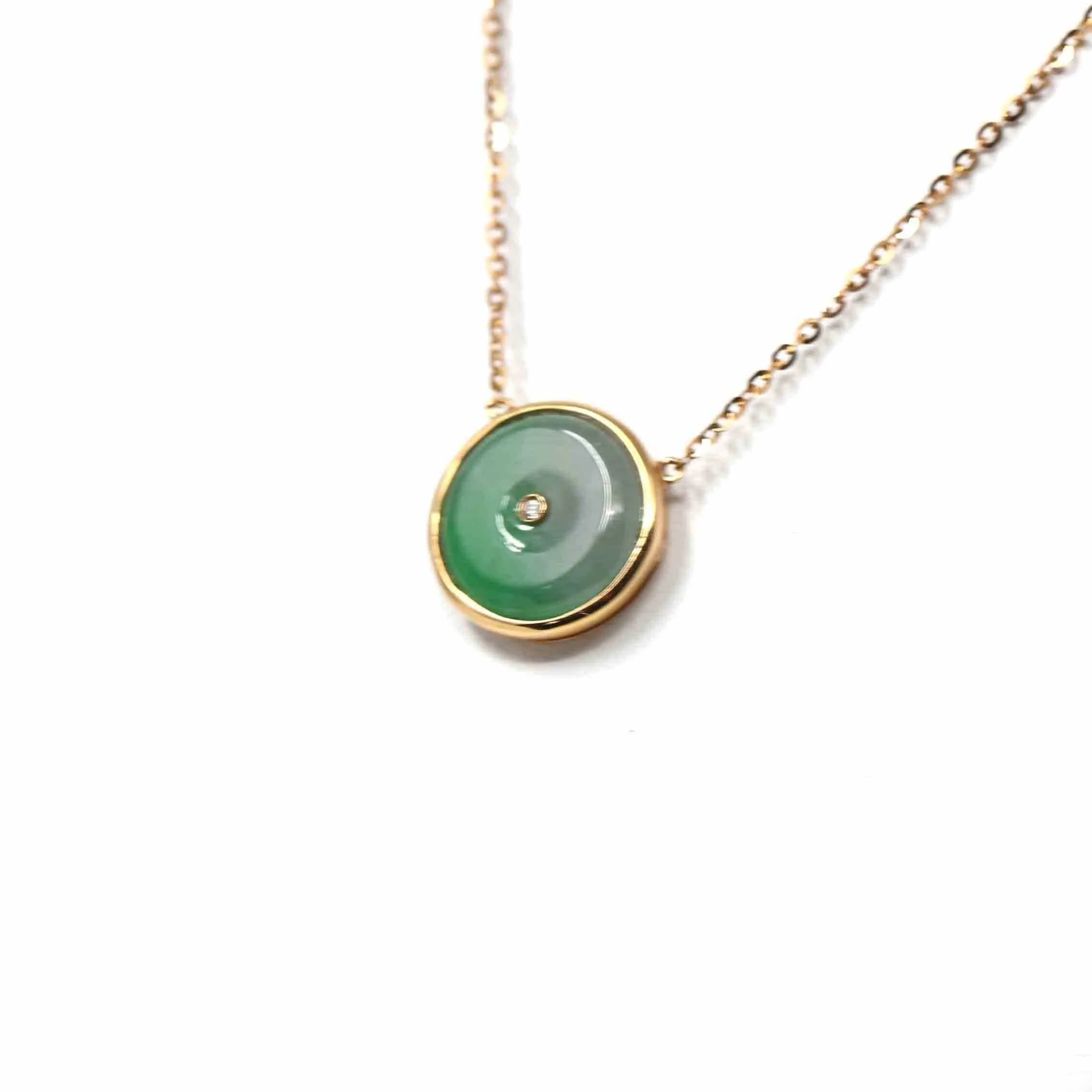 18k Rose Gold Jadeite jade Diamond KouKou Pendant Necklace