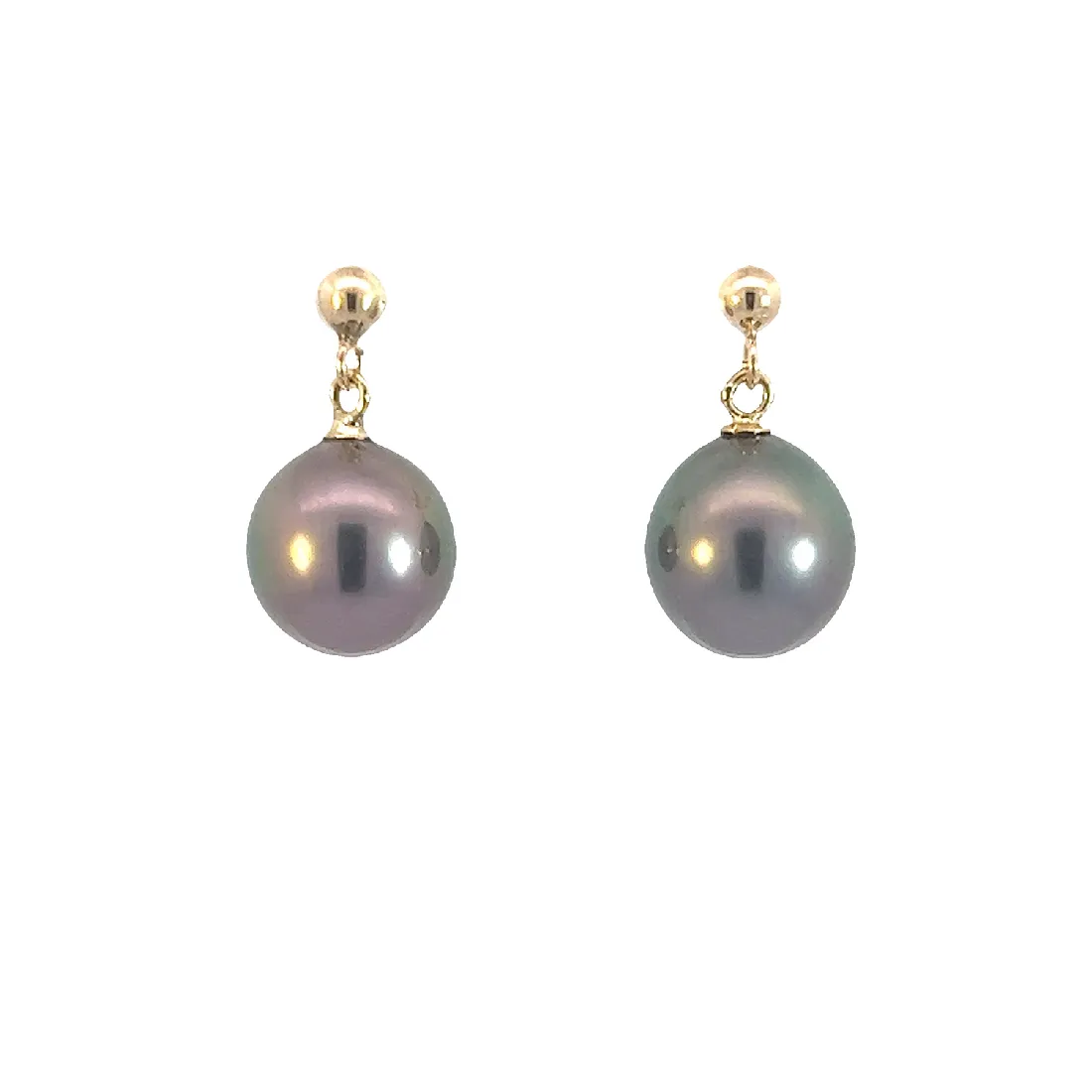18kt Yellow Gold drop Black Pearl earrings