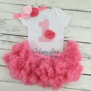 1st Birthday Outfit - Light Pink and Coral