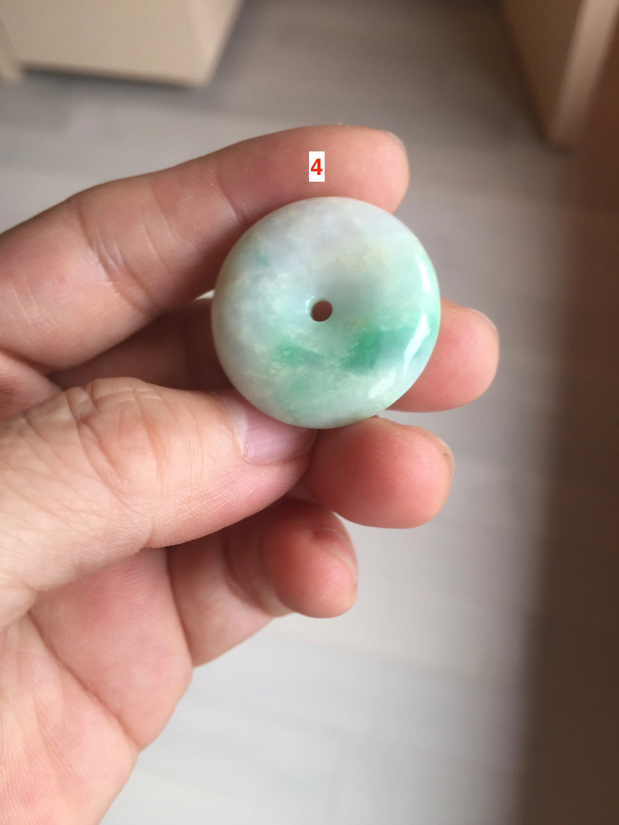 26-28mm Type A 100% Natural sunny green yellow Jadeite Jade Safety Guardian Button donuts Pendant group BP96