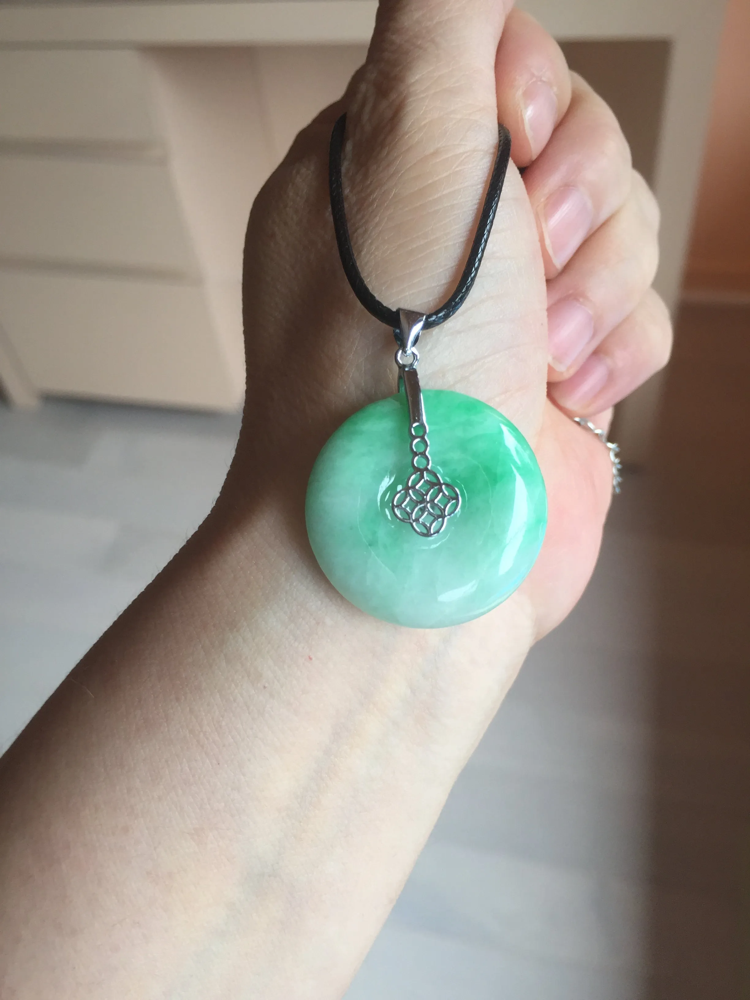 26-28mm Type A 100% Natural sunny green yellow Jadeite Jade Safety Guardian Button donuts Pendant group BP96