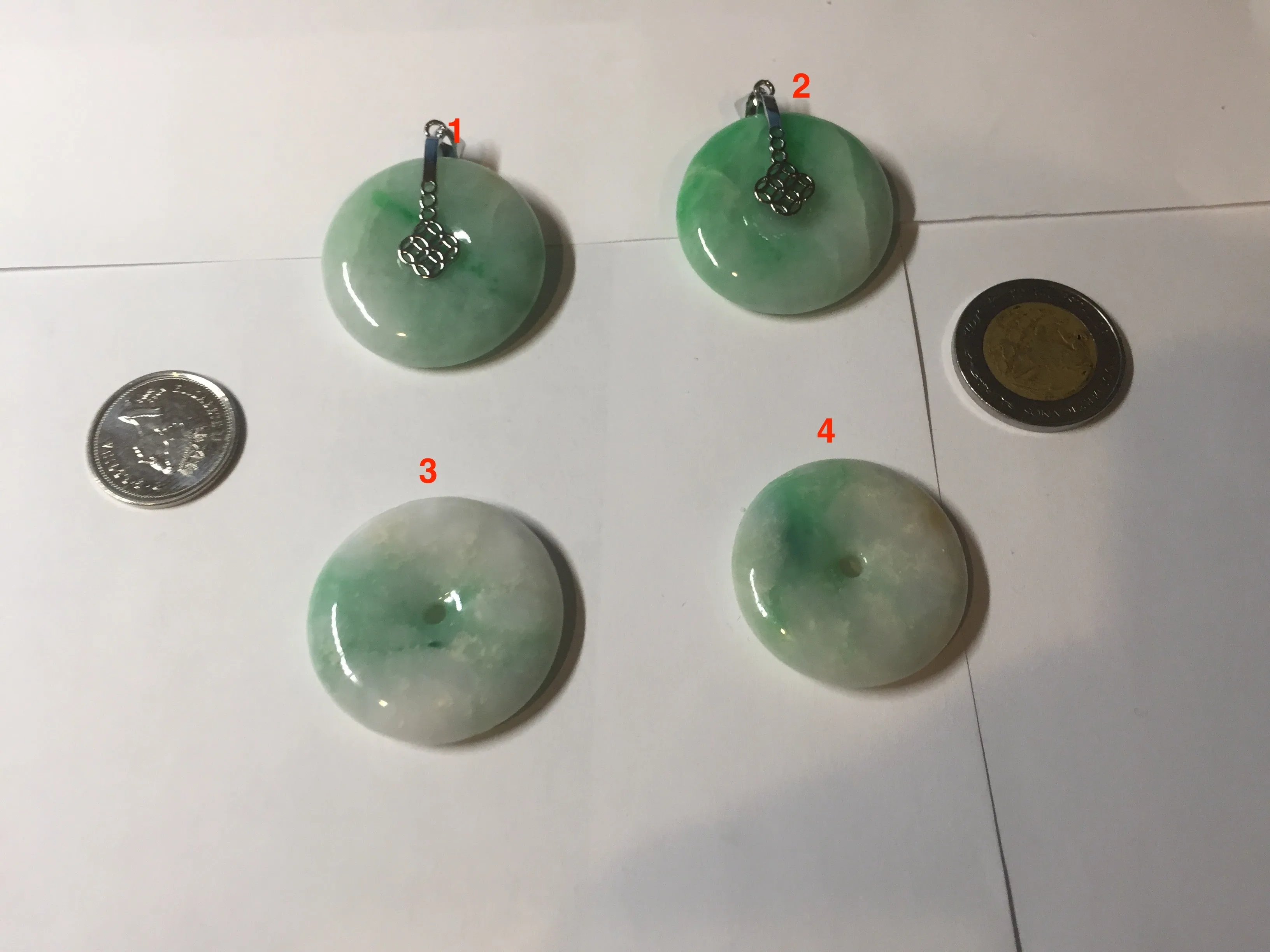 26-28mm Type A 100% Natural sunny green yellow Jadeite Jade Safety Guardian Button donuts Pendant group BP96