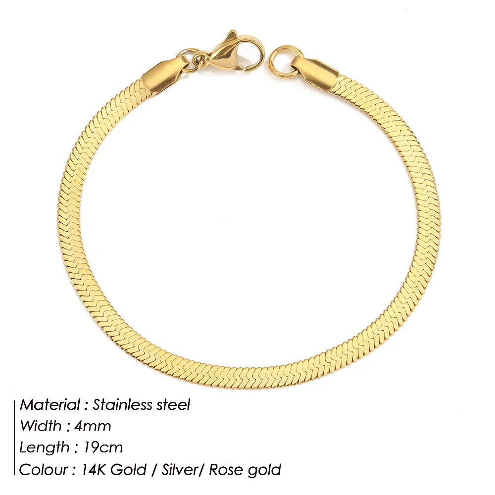 3MM-5MM Flat Snake Chain Bracelet