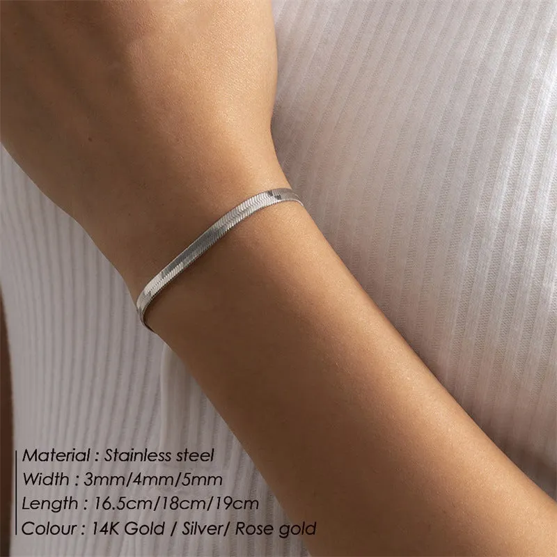 3MM-5MM Flat Snake Chain Bracelet