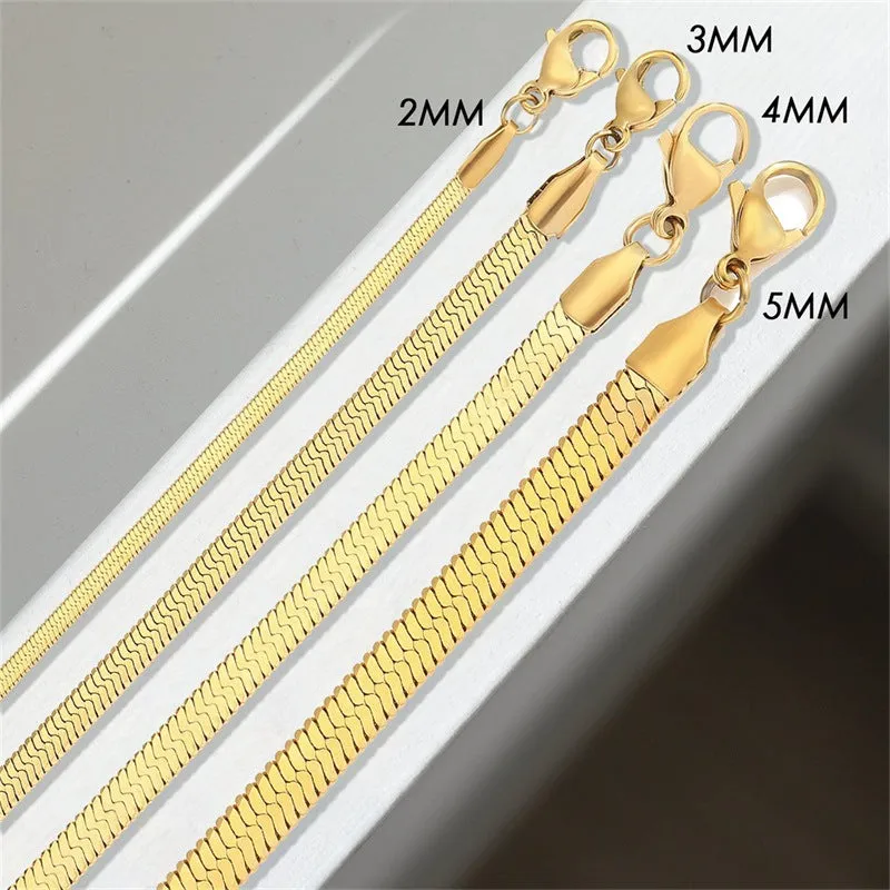 3MM-5MM Flat Snake Chain Bracelet