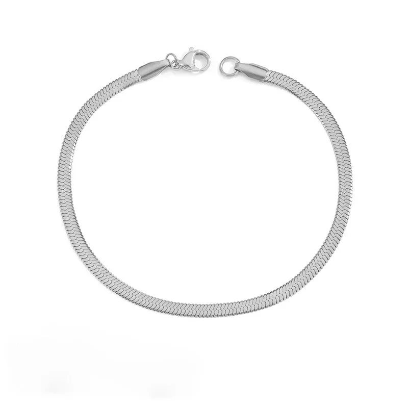 3MM-5MM Flat Snake Chain Bracelet
