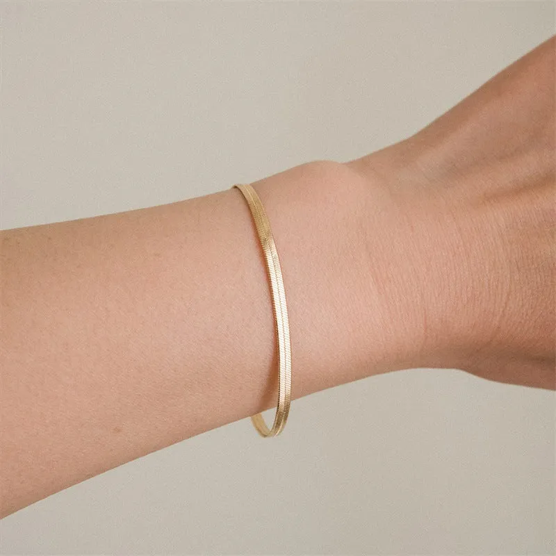 3MM-5MM Flat Snake Chain Bracelet