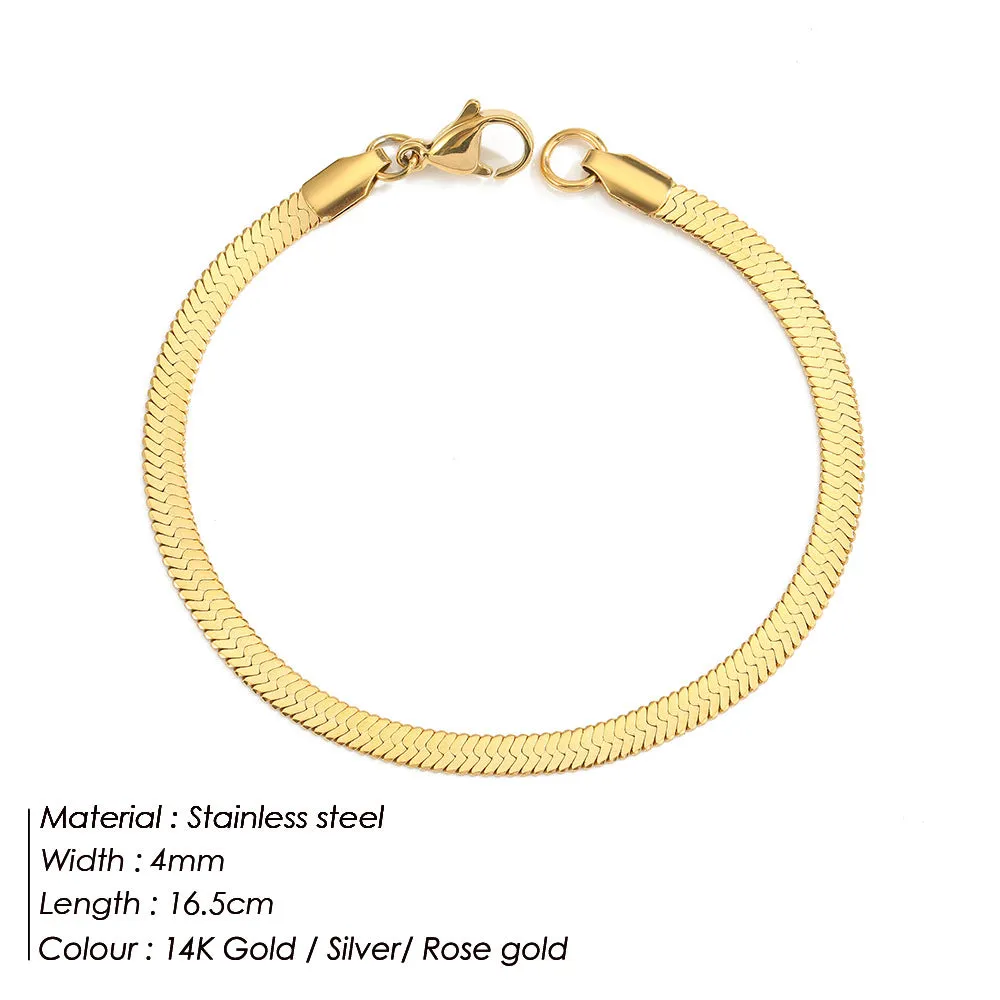 3MM-5MM Flat Snake Chain Bracelet