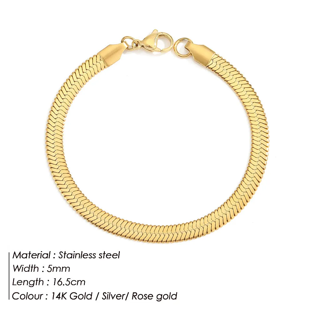 3MM-5MM Flat Snake Chain Bracelet