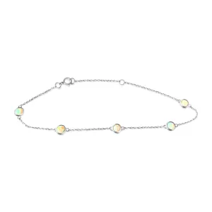 9kt White Gold bracelet 3mm Opal spaced dainty