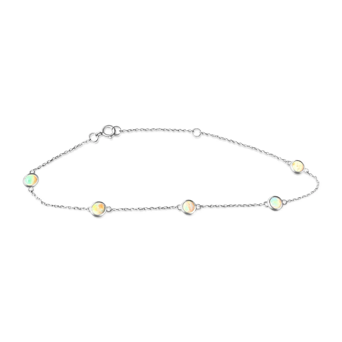 9kt White Gold bracelet 3mm Opal spaced dainty