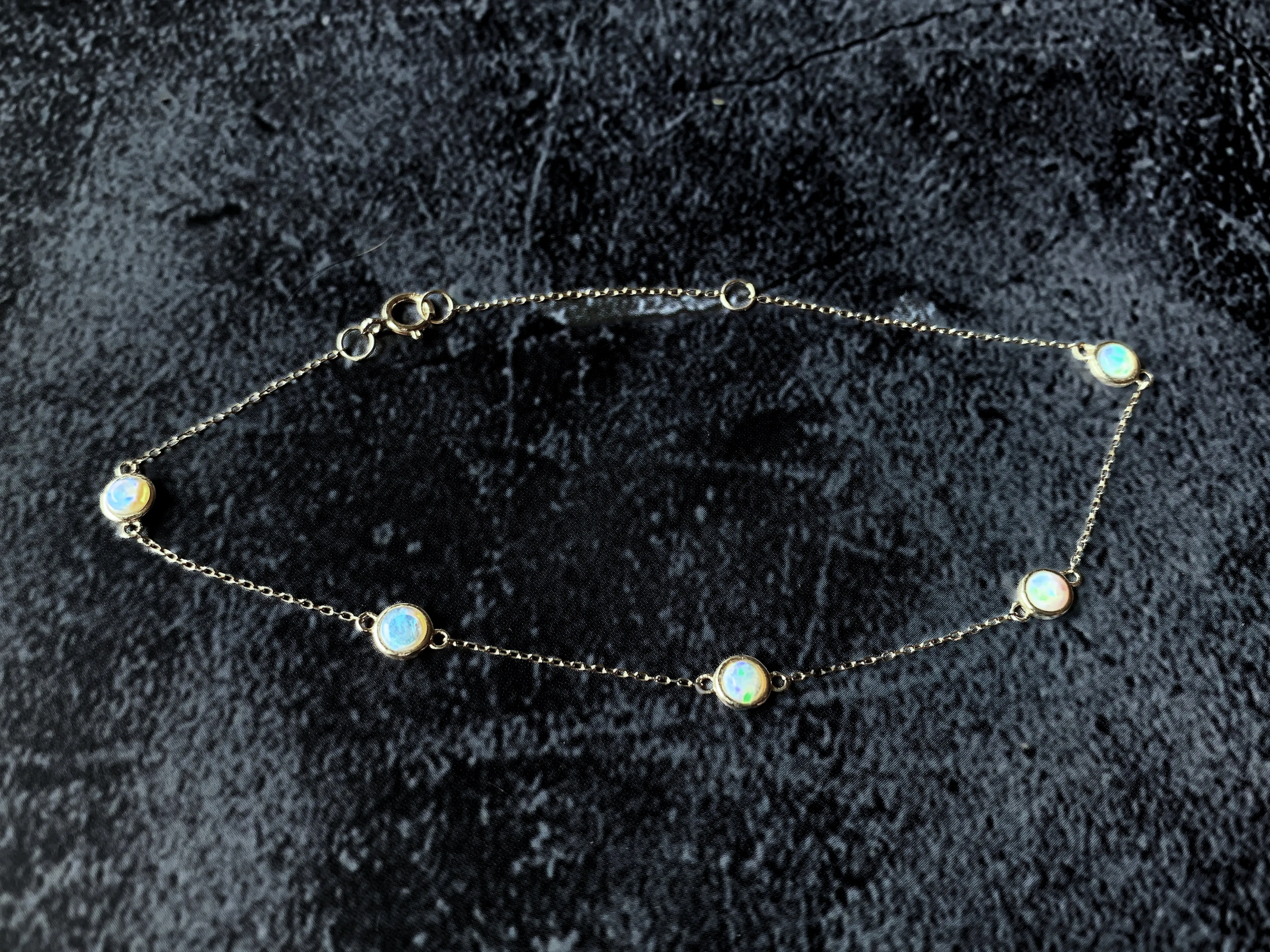 9kt White Gold bracelet 3mm Opal spaced dainty