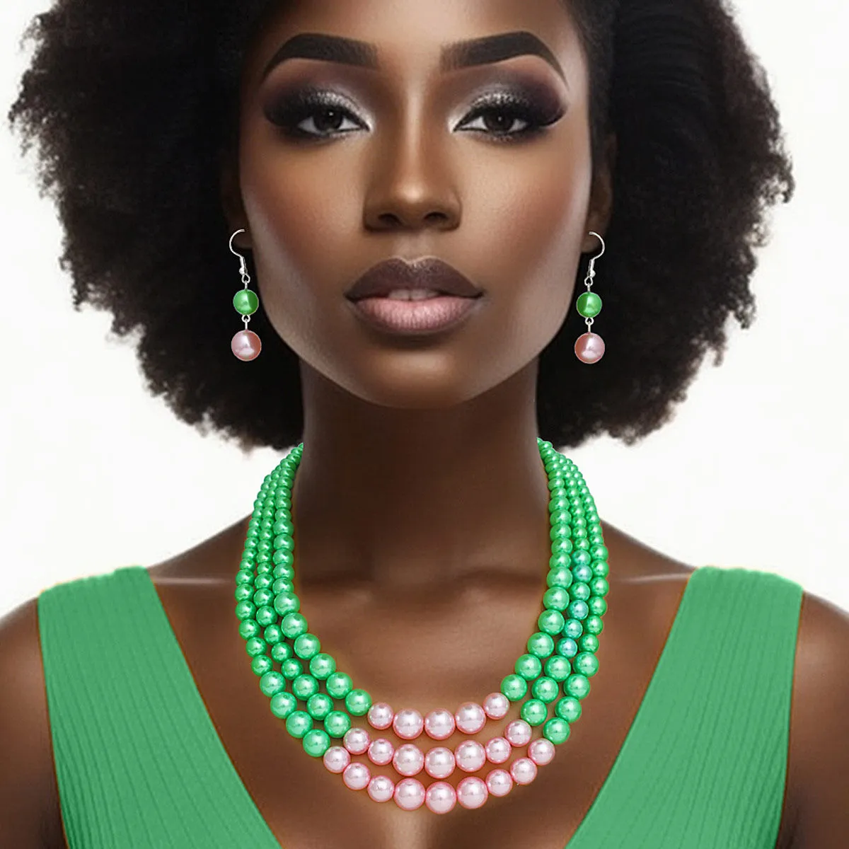 Alpha Kappa Alpha sorority inspired necklace set