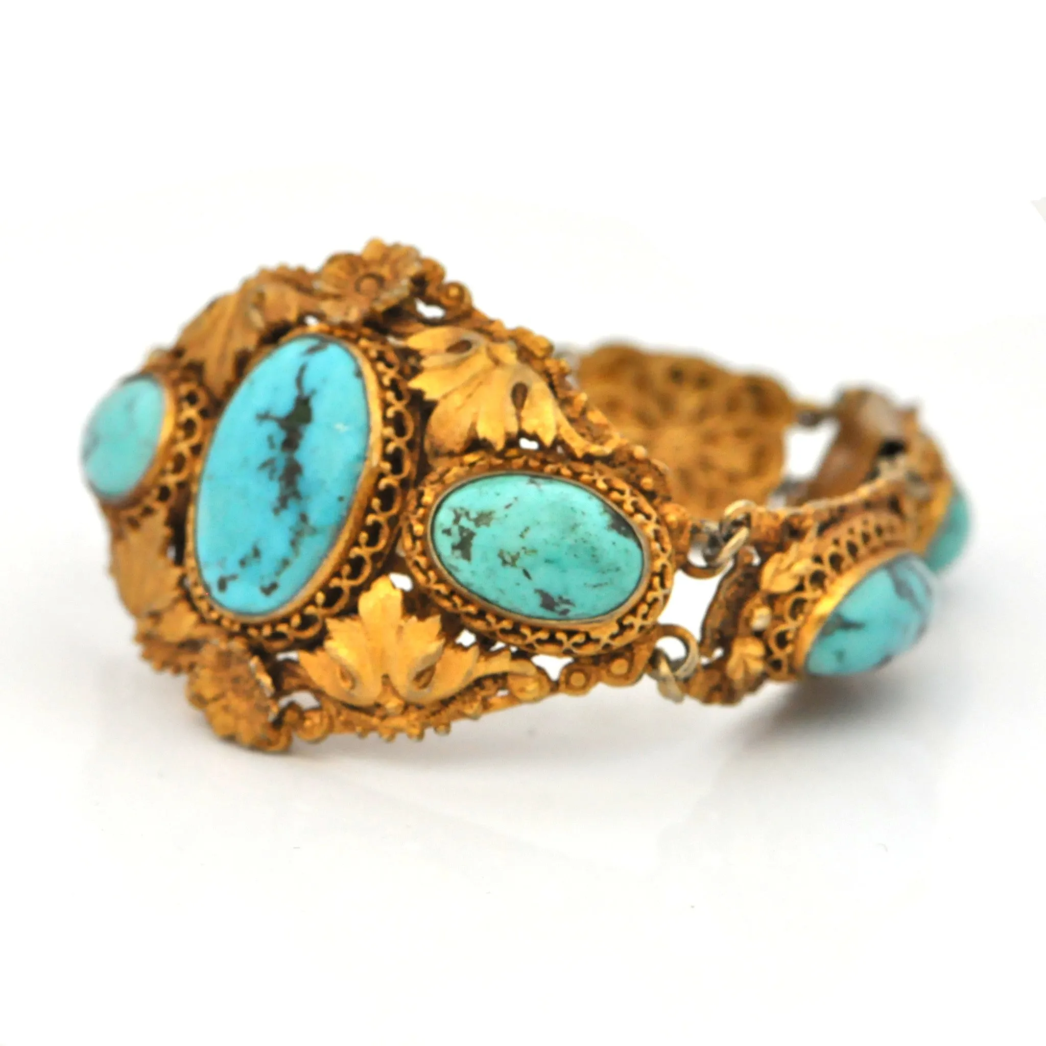 Antique French Vermeil Turquoise Bracelet