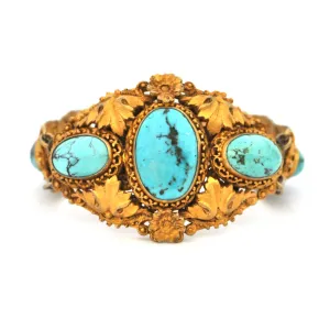 Antique French Vermeil Turquoise Bracelet