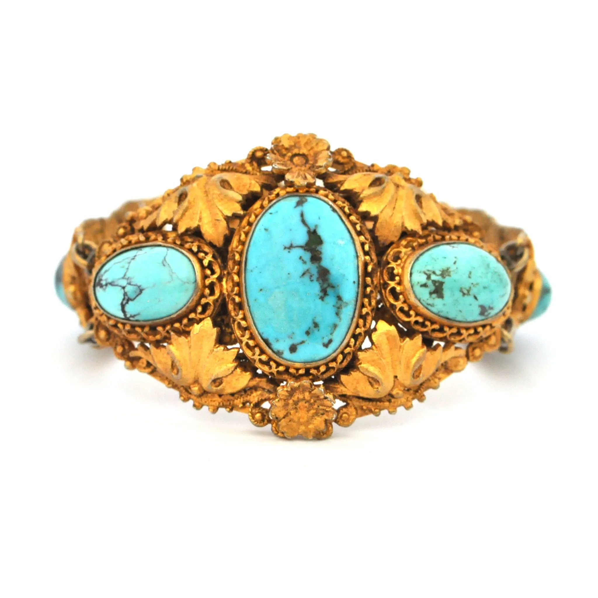 Antique French Vermeil Turquoise Bracelet