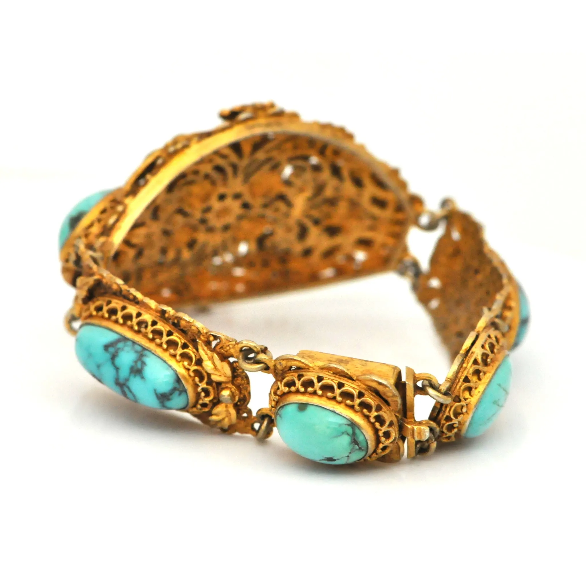 Antique French Vermeil Turquoise Bracelet