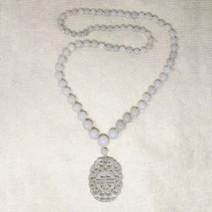 Antique Mutton Fat Carved Jade Necklace