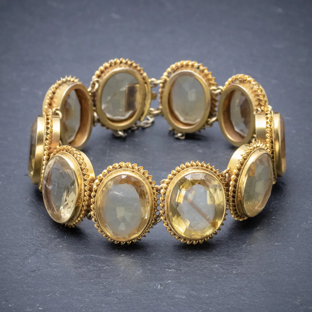 ANTIQUE VICTORIAN CITRINE BRACELET GOLD GILT ON SILVER CIRCA 1900