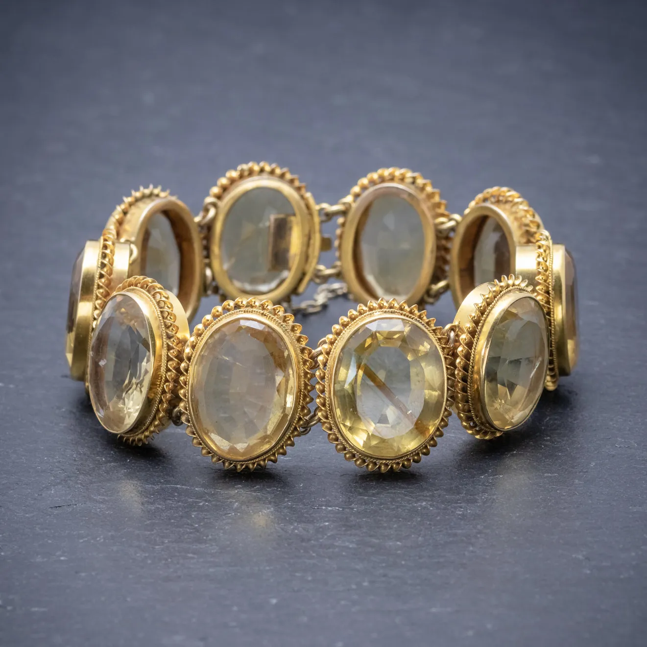 ANTIQUE VICTORIAN CITRINE BRACELET GOLD GILT ON SILVER CIRCA 1900