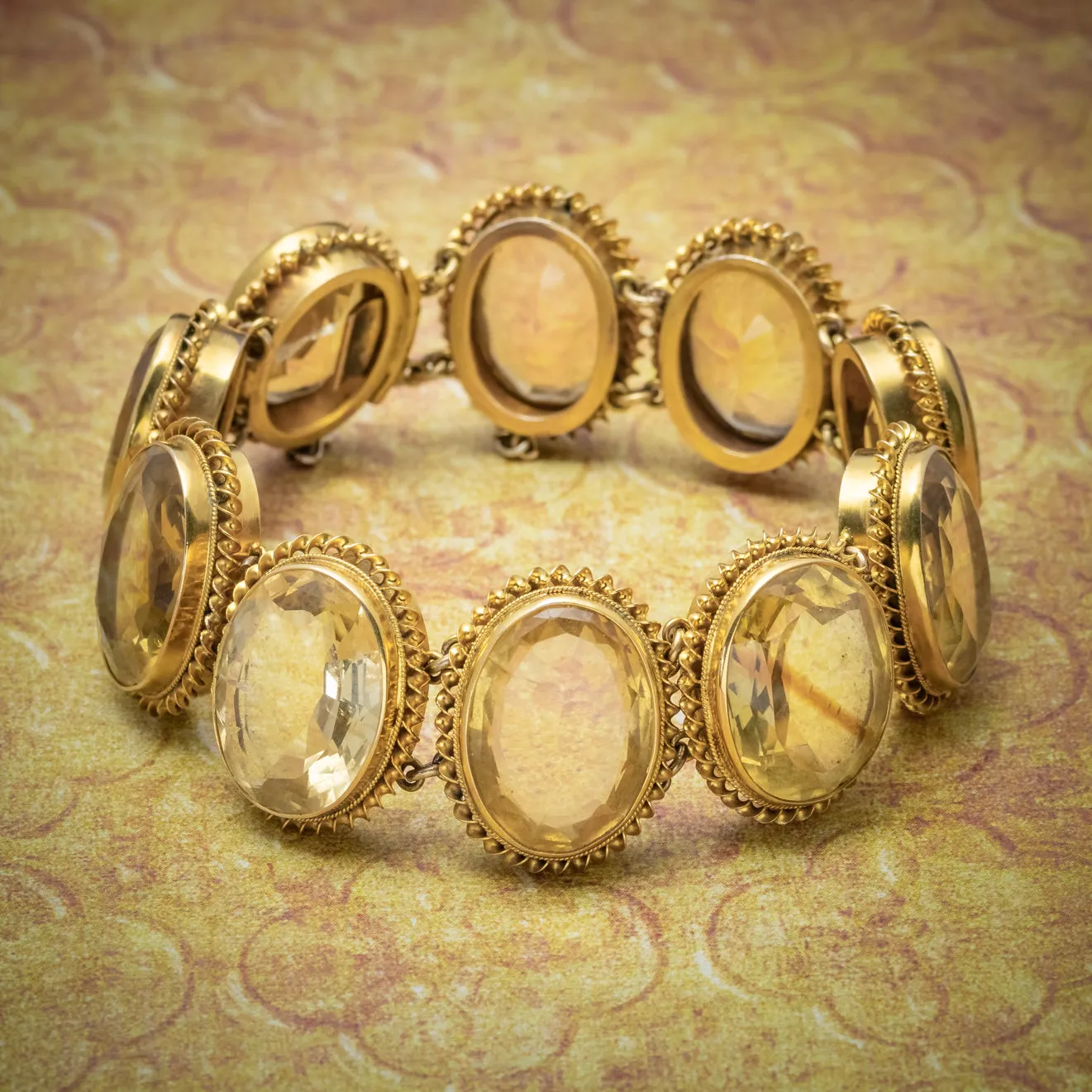 ANTIQUE VICTORIAN CITRINE BRACELET GOLD GILT ON SILVER CIRCA 1900