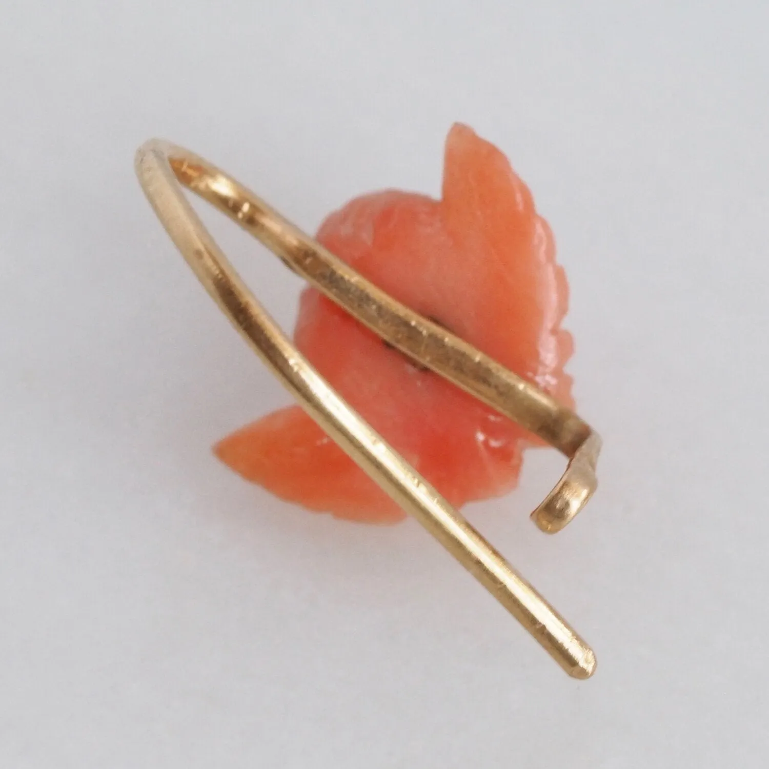 Antique Victorian Portuguese 19k Gold Carved Coral Cherub Earrings